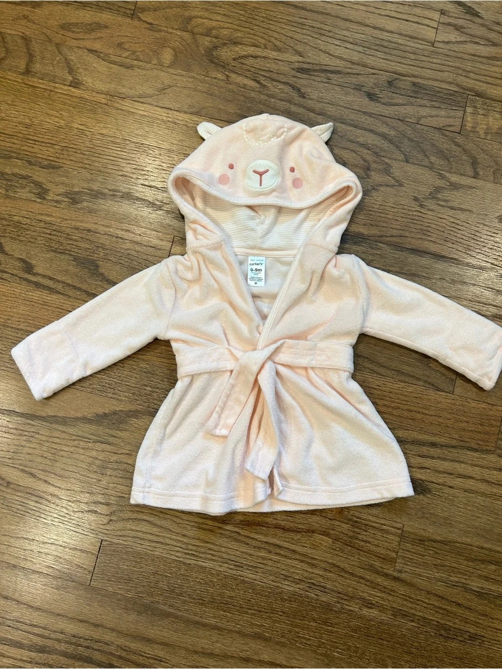 Carter's Light Pink Lamb Hooded Bath Robe, 0-9 Months